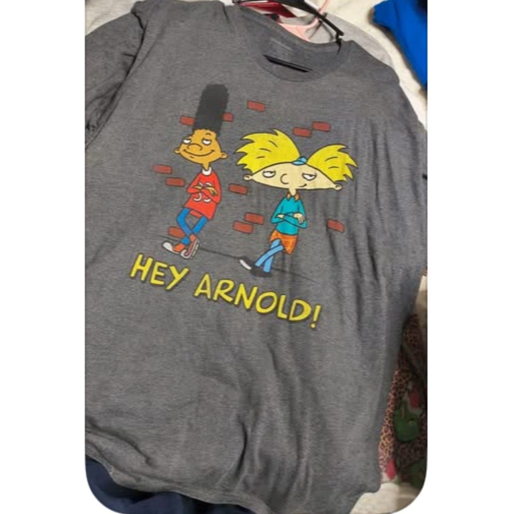 Mens XXL Hey Arnold T-Shirt Nickelodeon Gray‎